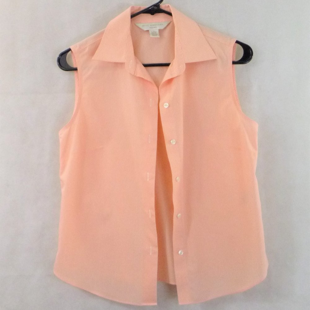 Petite Sophisticate Sleeveless Stripe Blouse, Sm